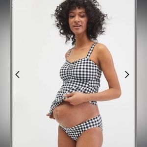 Beach Bump Maternity Tankini Swimsuit Gingham Small